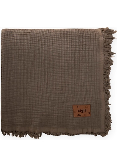 Cigit Müslin Dört Kat Yatak Örtüsü 200x220 Cm K Bej Bej