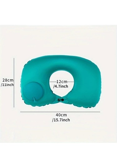 Trendooze Yeşil Şişme Boyun Yastığı Taşınabilir Hafif Otomatik Şişme Ofis Seyahat Yeşil Yeşil