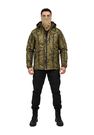 Mysia Outdoor Soft Shell Mont Orman Desen Haki Çift Kat Polarlı Çok Renkli