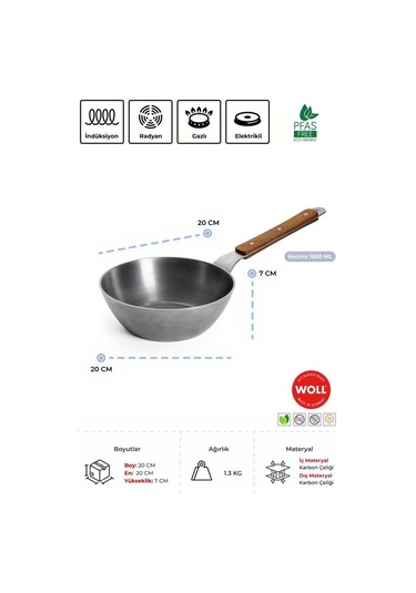 Woll Carbon Steel Sote Tavası 20 Cm Gümüş