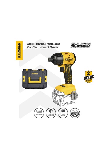 Rtrmax RTS5020B Şarjlı Torklu Vidalama Makinası Kömürsüz 200 Nm - Akü Hariç