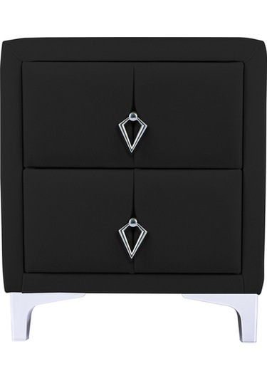 Harmony Silver İki Çekmeceli Komodin- Yatak Odası Kumaş Döşemeli 2 Kapaklı Komodin Modeli Siyah