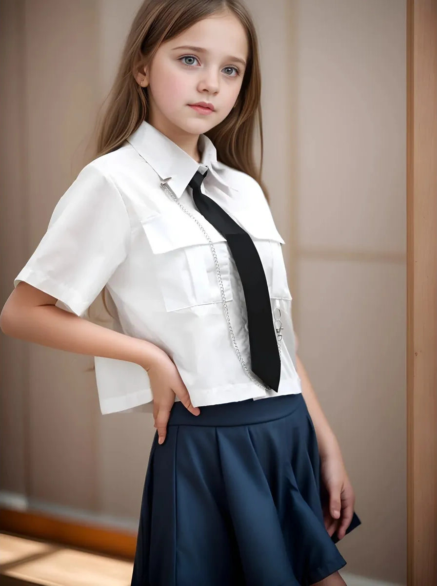 Heo Heo Y2k Tarzda Kargolu Kısa Okul Gömleği 207706024 Beyaz