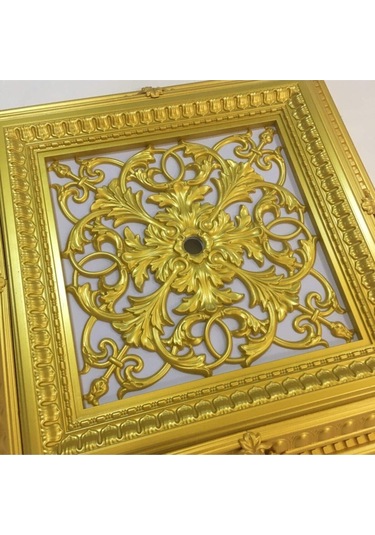 Saray Tavan Göbek Panel 72cm 72cm Gold Içerisine Led Döşenebilir Panel