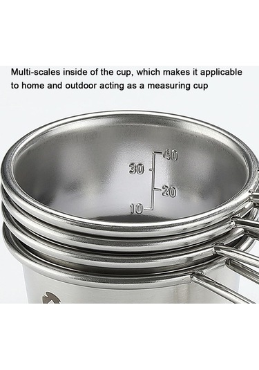 Fastbuy 304 Paslanmaz Çelik Kamp Ölçü Bardağı, Hafif, Katlanabilir, Çok Amaçlı, 112 Karakter Gümüş Renk, 112cc Gümüş