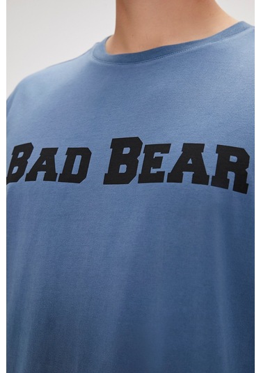 Bad Bear Title Element Mavi Logo Baskılı Basic Erkek Tişört-koyu Mavi Koyu Mavi