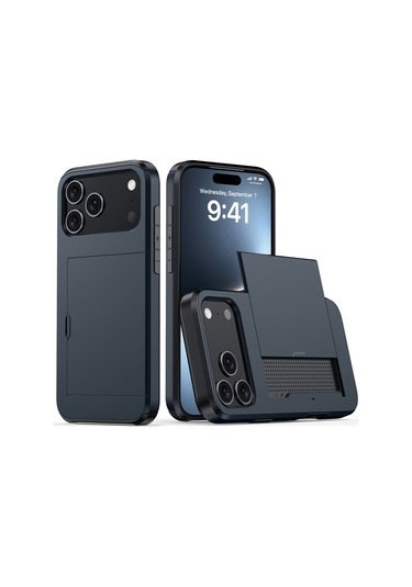 Snapbuy, İphone Uyumlu İçin Kredi Kartı Bölmesi Olan Cüzdan Kılıfı  İphone Uyumlu 16e Lacivert