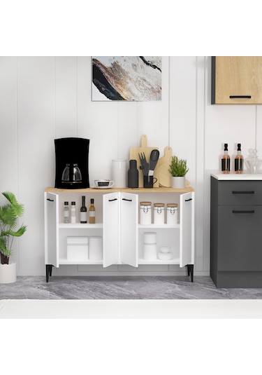 Frezya 4 Kapaklı Kahve Köşesi Mutfak Dolabı Beyaz Safirmeşe