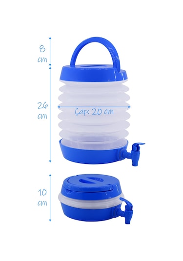 Musluklu Katlanır Su Bidonu Outdoor Akordiyon Kamp Çeşme Piknik Damacana İçecek Şişesi Kova Mavi