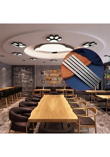 Sunshine011 Silvery 10 Adet Paslanmaz Çelik Yeniden Kullanılabilir Yemek Çubukları Seti Gümüşi