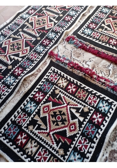 Parlak Dokuma Oto Koltuk Kilim Siyah