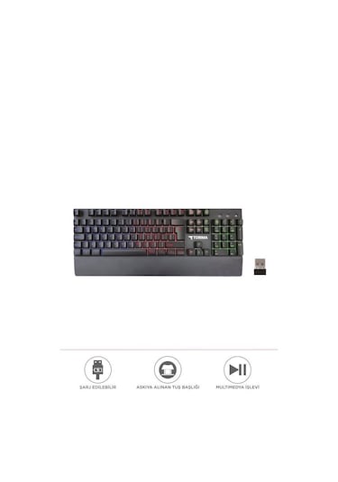 Torima TK-10 Kablosuz Mekanik Hisli Şarj Edilebilir RGB Işıklı Wireless Gaming Klavye