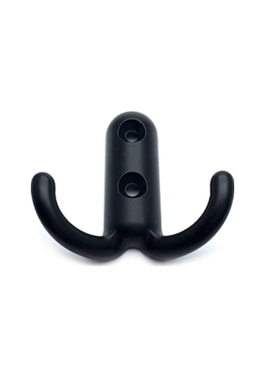 Cbtx 81004 Çift Kanca Çinko Alaşım Duvar Kapı Elbise Şapka Askı Kancası 2 Vida Delikli - Mat Siyah Mat Siyah