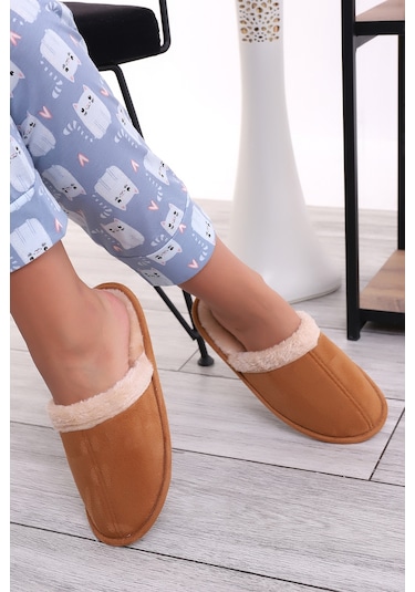 Wordex U050 Unisex Kışlık Ev İçi Kürklü Yünlü Terlik Hardal