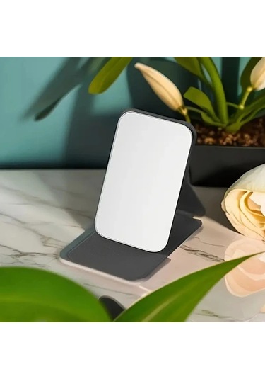 Gateesat Siyah Mini Katlanır Cep Aynası, Ultra İnce Portatif Makyaj Aynası Siyah