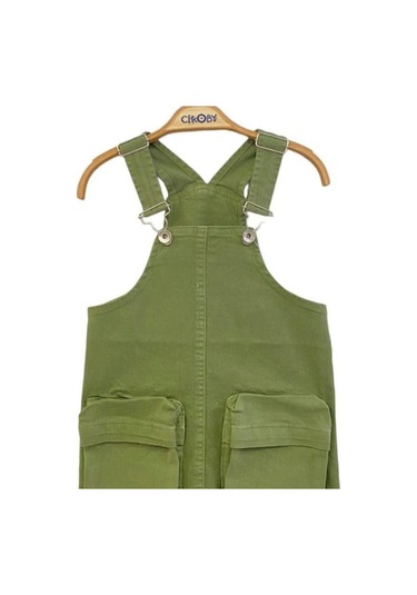 Kız Çocuk Dokuma Etekli Salopet-13862 Haki