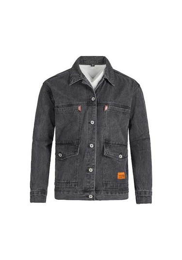 Yingfu Erkek Denim Ceket - Gri, Çok Cepli Tasarım Siyah
