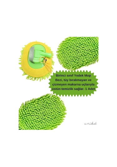 Teleskopik Mikrofiber Araç Yıkama Fırçası Yedek Mop Başlığı Sarı 1 Adet