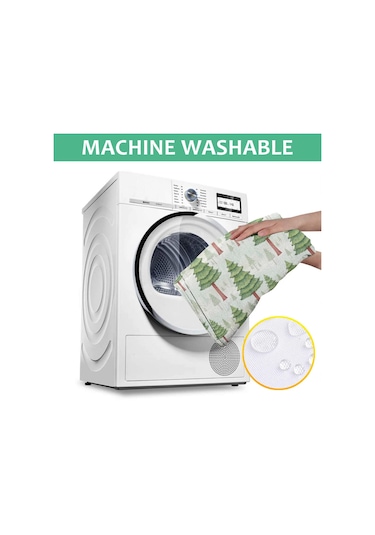 Noel Desenli Dikdörtgen Masa Örtüsü 60x84 İnç, Su Geçirmez Ve Leke Tutmaz Noel Çam Ağacı