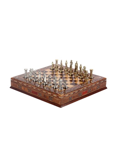 Orta Boy Metal İngiliz Satranç Takımı Parlak Ve El Yapımı Masif A