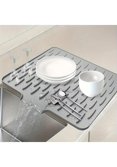 Trendooze Koruyucu Siyah Kaymaz Silikon Matı Tezgah Buzdolabı 15.75x12.6inç 2 Stil