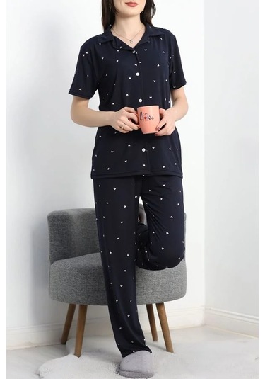 Seka Milan Kumaş Düğmeli Pijama Takımı Küçükkalp - 750.1287. Çok Renkli