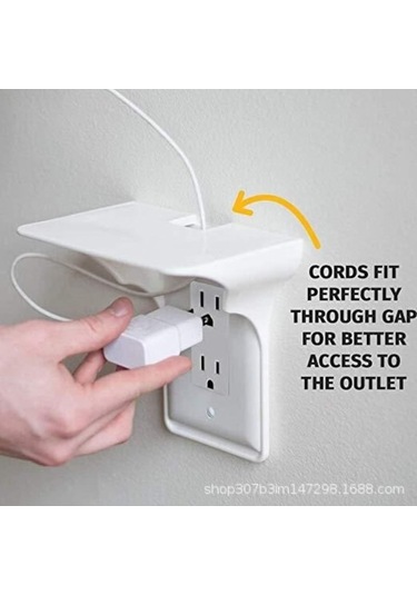 Eastmeetwest - Delmesiz Priz Braketi, Taşınabilir Depolama Rafı, Mutfak/otel/ev İçin Pratik Çözüm Beyaz