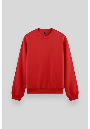 Tommy Life Kırmızı Basic O Yaka Rahat Form Erkek Sweatshirt - 88053 Kırmızı