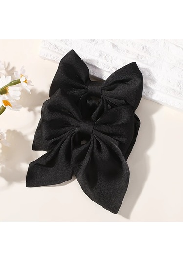 Willowhaven Siyah 2'li Paket Şık Kurdeleli Saç Aksesuarları - Tüm Saç Stilleri Ve Okul Parti Günlük Kullanım İçin Siyah