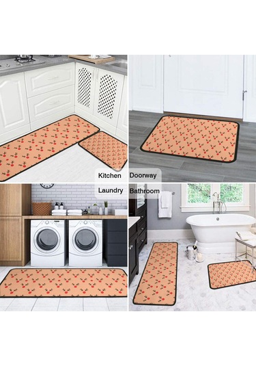 Noel Desenli 2'li Mutfak Matı, Anti-yorgunluk, Yastıklı Ve Kaymaz, Mutfak Ve Ofis İçin Noel Geyik Burunu