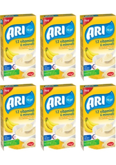 Arı 12 Vitaminli 6 Mineralli Sütlü Muzlu 6+ Ay Pirinç Unu 6 x 250 G