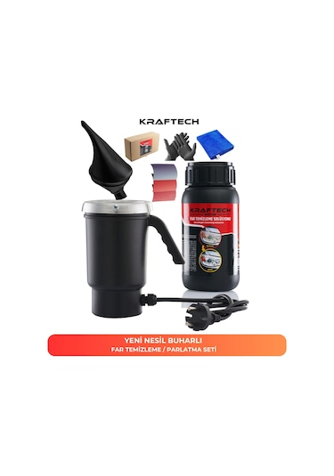 Kraftech Buharlı Araba Far Temizleme Far Parlatma Seti