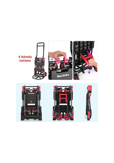Max Extra Fw-90tp Katlanır İkisi Bir Arada Koli Taşıma Arabası 66/136 Kg