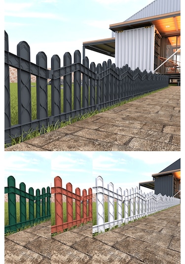 Dekoratif Plastik Bahçe ve Peyzaj Çiti 1 Adet Çit (Y: 50 CM / G: 55 CM) Toprak Ayaklı - Beyaz