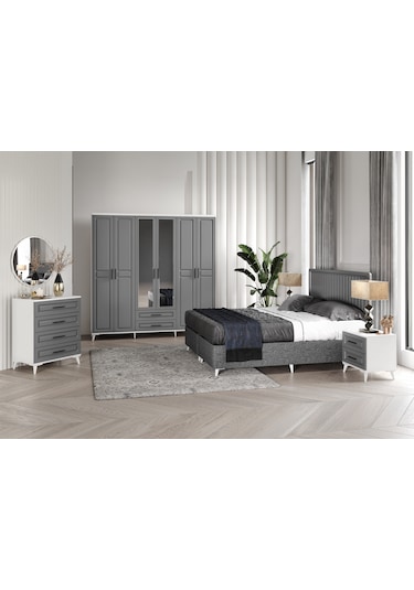Gözde 6 Kapaklı Komple Mdf Antrasit Yatak Odası