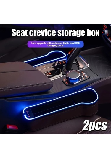 Xuweiwei 1 Pair Premium Car Seat Organizer 2 Parça Araç Koltuğu Saklama Çözümü Telefon Tutucu Hızlı Şarj Ve Led Aydınlatma