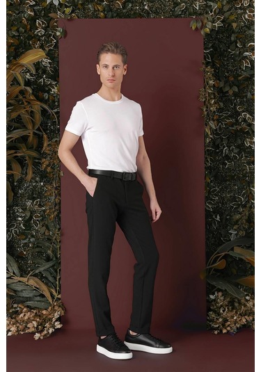 Slim Fit Yan Cepli Dokulu Esnek Casual Koyu Yeşil Pantolon P 1139 Yeşil