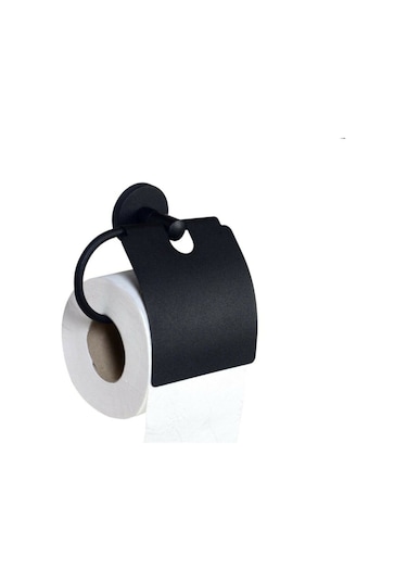 Yapışkanlı Tuvalet Kağıtlığı Wc Kağıtlık Tuvalet Kağıdı Askısı Geniş Kapak Siyah S-109