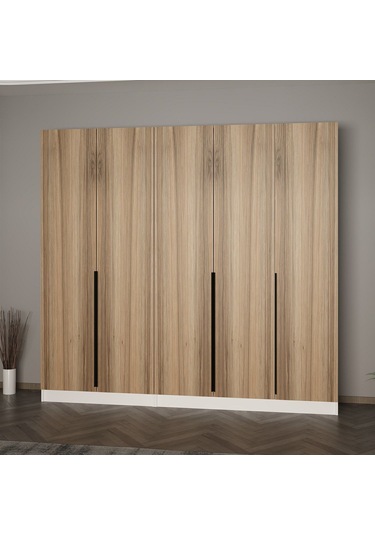 Minar Kale 210 Cm 5 Kapaklı 3b Raf Portmanto Beyaz Dore Plus