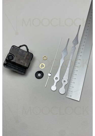 Saat Mekanizması, Akar Sessiz Duvar Saati Mekanizması, 14 Mm Şaft Askılı Gümüş