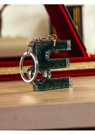 Harfli Anahtarlık Epoksi Kişiye Özel Yapım El Yapımı Harf Anahtarlık Kalp Model Özel Tasarım Hediyelik Ürün Kalp Desenli Simli Anahtarlık Altın - Kırmızı