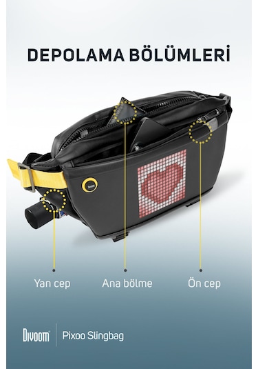 Divoom Pixoo Backpack-m Ve Slingbag Led Çanta Seti Siyah