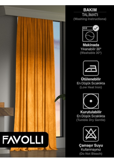 Kadife Dokulu Turuncu Ada Fon Perde Ekstrafor Büzgülü Dream Series Turuncu