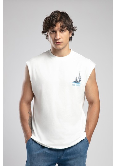 Lee Cooper Carl Erkek %100 Pamuk O Yaka Atlet Ekru-19967 Ekru
