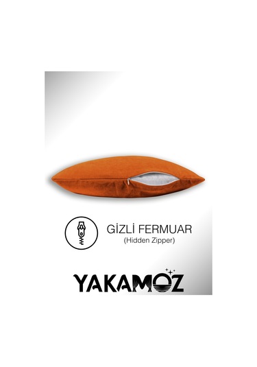 Br Yakamoz Portakal Rengi Kırlent , Yastık Kılıfı Kadife Görünümlü Velvet Touch Serisi Portakal Rengi
