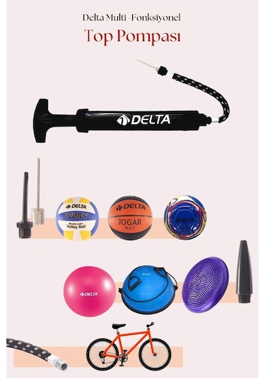 Delta Top Pompası Futbol Basketbol Voleybol Hentbol Pilates Ve Bosu Topu Denge Diski Şişirme Pompası
