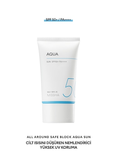 Missha Su Bazlı Nemlendirici Güneş Koruyucu Jel All Around Safe Block Aqua Sun Gel Spf50+/PA++++ 50 ML