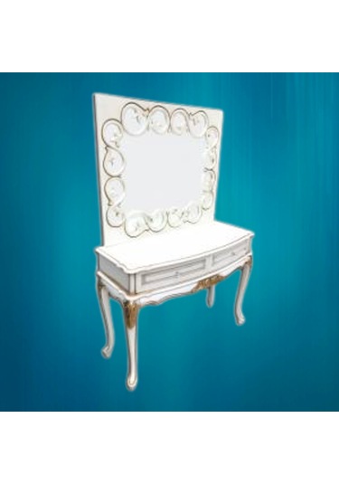 Dresuar Elzem Klasik Model Kayın Aslan Oymalı Ayak Parlak Beyaz  V Beyaz