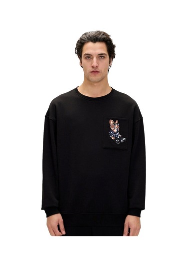 Bad Bear 24.02.12.015 Javed Crewneck Sweatshirt Siyah 001