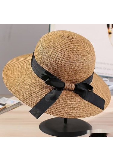 Snapbuy Kadın Hasır Şapka, Kore Tarzı, Sade Ve Uyumlu, Güneş Korumalı, Katlanabilir Balıkçı Şapka Kahve